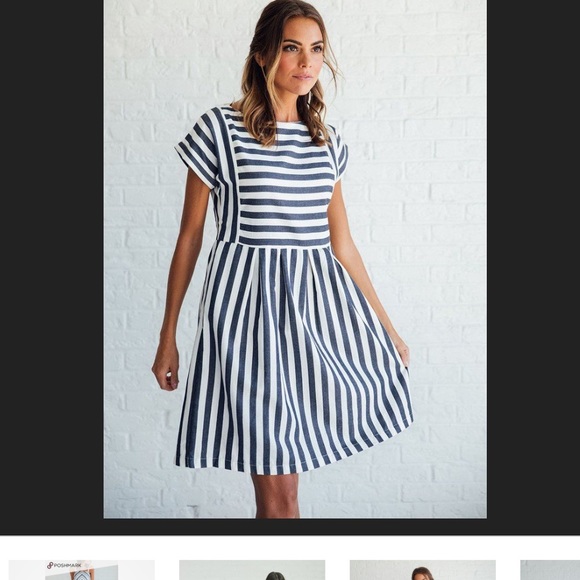 Clad & cloth striped bib dress size small - Picture 5 of 11